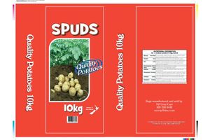 Spuds Red PI010 polyprop with barcode <br/>610 x 280 x 125mm
